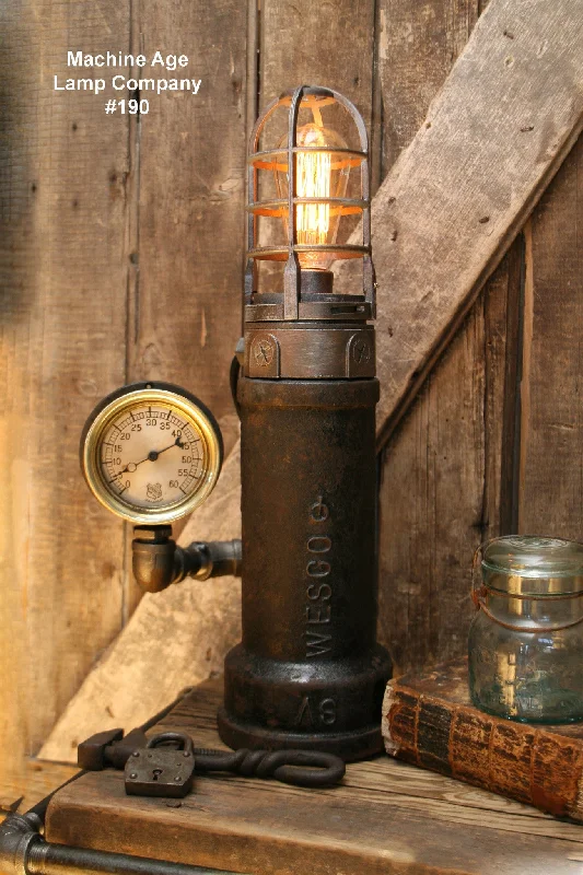 Energy - Efficient Industrial Lighting for Cost - SavingsSteampunk Lamp, Steam Gauge and Iron Pipe #190 - SOLD