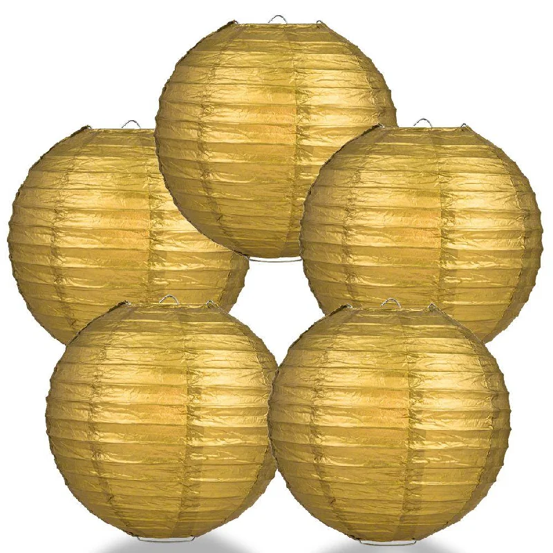 Edison light bulbs with antique finish5-PACK 6" Gold Round Paper Lantern, Even Ribbing, Chinese Hanging Wedding & Party Decoration