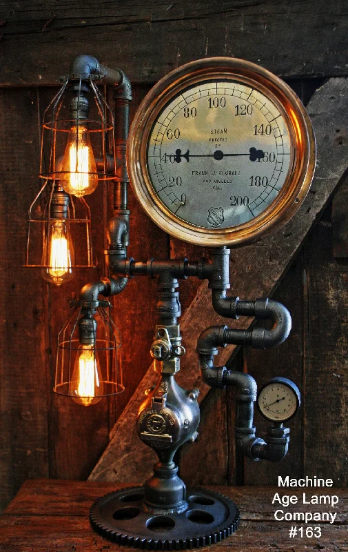 Industrial Lighting for Food Processing FactoriesSteampunk Lamp, Steam Gauge Industrail Lighting #163 - SOLD