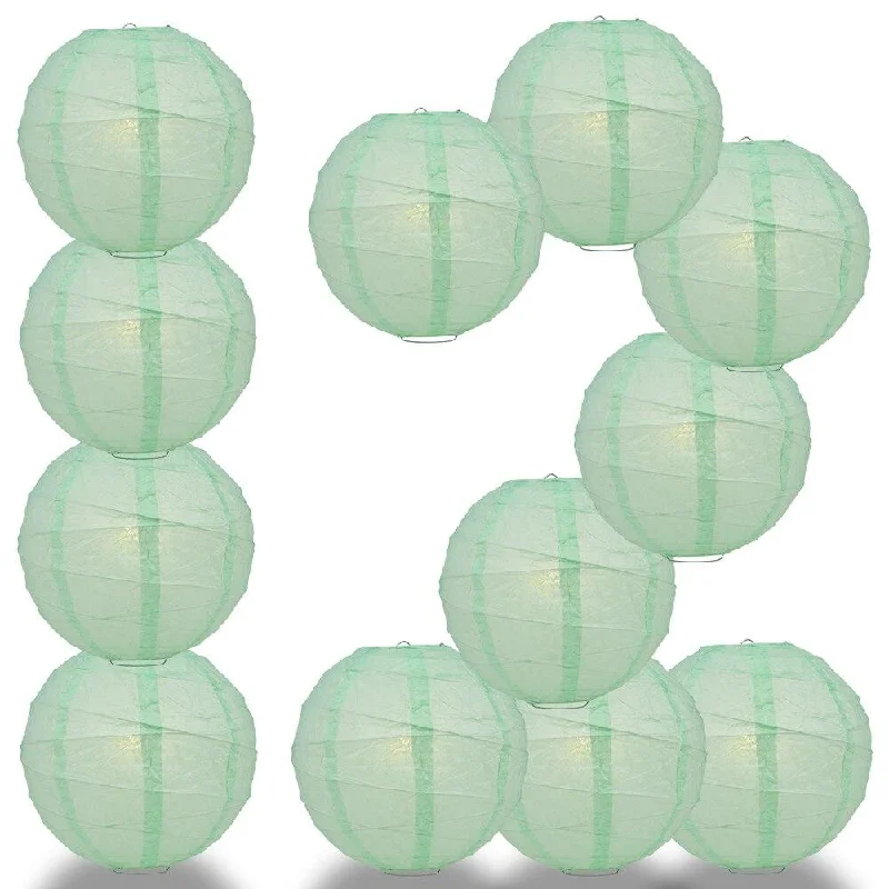 Edison light bulbs for DIY projectsBULK PACK (12) 24" Cool Mint Green Round Paper Lantern, Crisscross Ribbing, Chinese Hanging Wedding & Party Decoration