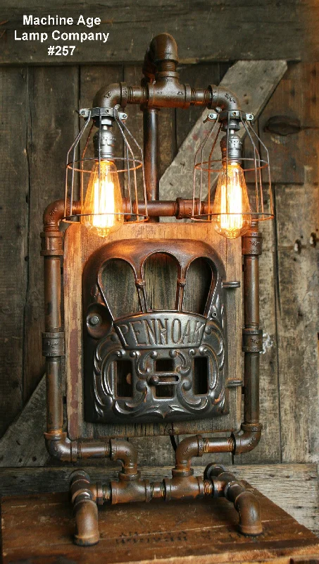 Industrial Emergency Lighting for Safety in FactoriesSteampunk Industrial Lamp, Barn Wood Re-Claimed - #257