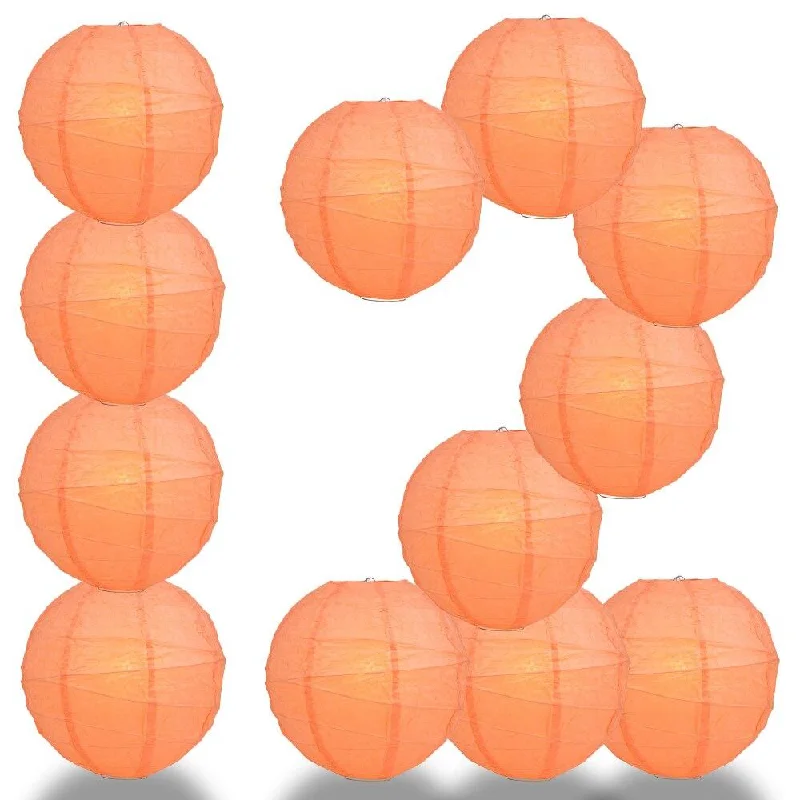 Dimmable LED Edison globe light bulbsBULK PACK (12) 24" Peach / Orange Coral Round Paper Lantern, Crisscross Ribbing, Chinese Hanging Wedding & Party Decoration