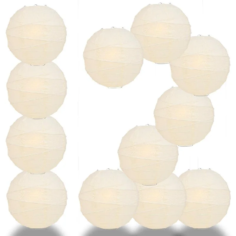 Decorative Edison light bulbs for restaurantsBULK PACK (12) 24" Beige / Ivory Round Paper Lantern, Crisscross Ribbing, Chinese Hanging Wedding & Party Decoration