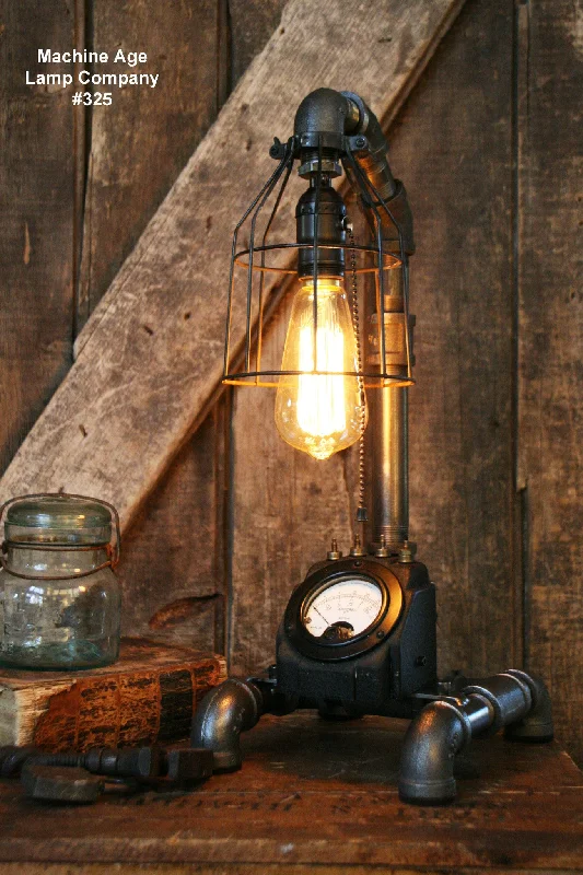 Dust - Resistant Industrial Lighting for Dirty WorkspacesSteampunk Lamp,  Industrial Power Meter  #325 - SOLD