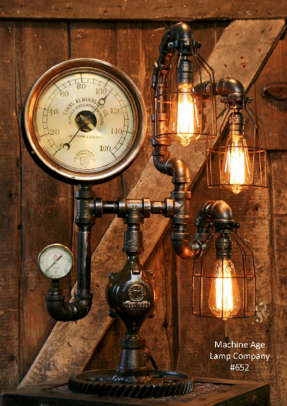 Industrial Lighting for Electronics ManufacturingSteampunk Industrial Steam Gauge Lamp, #652 - SOLD