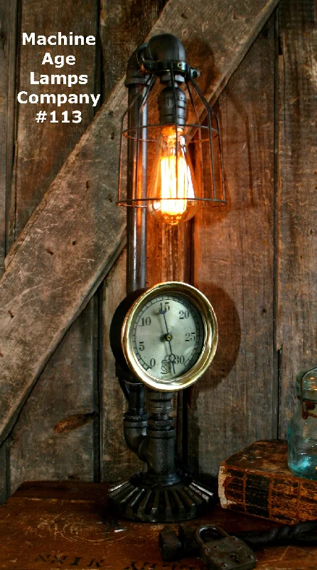 Energy - Efficient Industrial Lighting for Cost - SavingsSteampunk Lamp, Machine Age Lamp, Brass Steam Gauge - #113 - SOLD