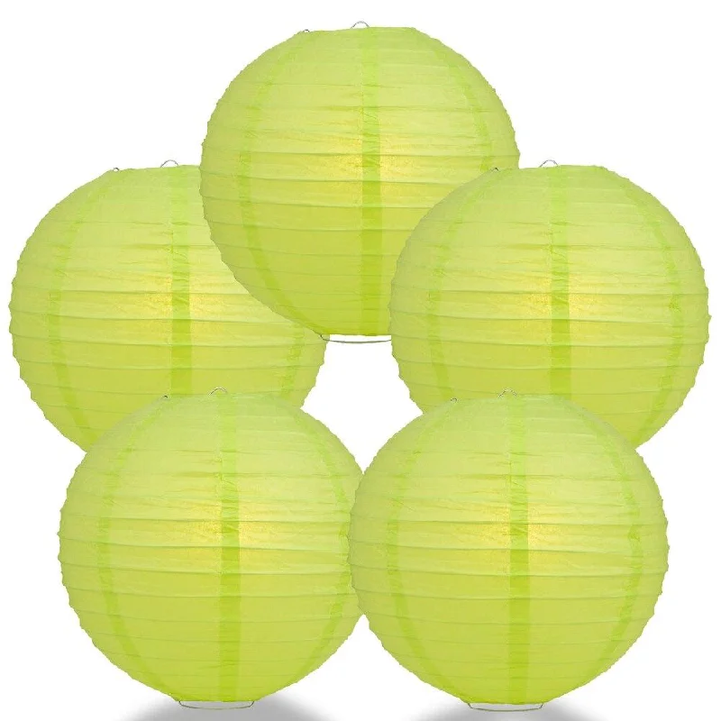 E26 Edison light bulbs with warm glow5-PACK 36" Light Lime Green Jumbo Round Paper Lantern, Even Ribbing, Chinese Hanging Wedding & Party Decoration