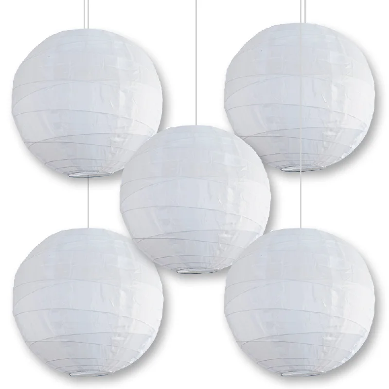 Large size Edison light bulbs for statement pieces5-PACK 14" Crisscross Ribbed White Shimmering Nylon Lantern, Durable, Hanging