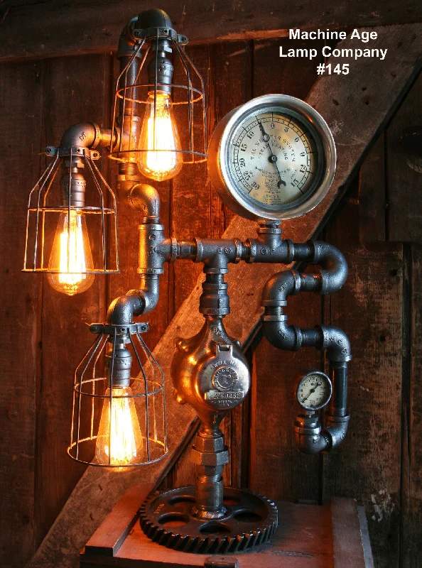 Waterproof Industrial Lighting for Wet AreasSteampunk Lamp, Steam Gauge Industrial #145 - SOLD