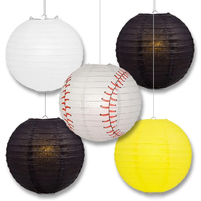 Oval shaped Edison light bulbsPittsburgh Pro Baseball 14-inch Paper Lanterns 5pc Combo Party Pack - Black, Yellow & White