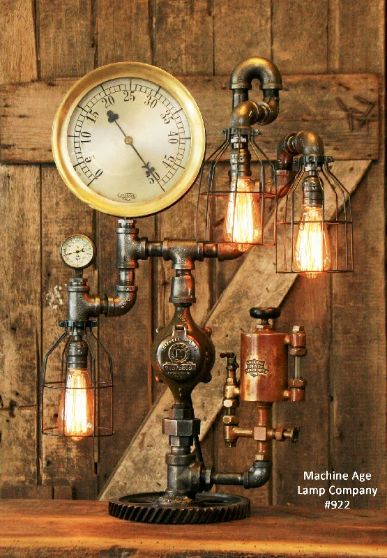 Industrial Task Lighting for Precision WorkstationsSteampunk Industrial Steam Gauge Lamp, American Oiler, #922 - SOLD