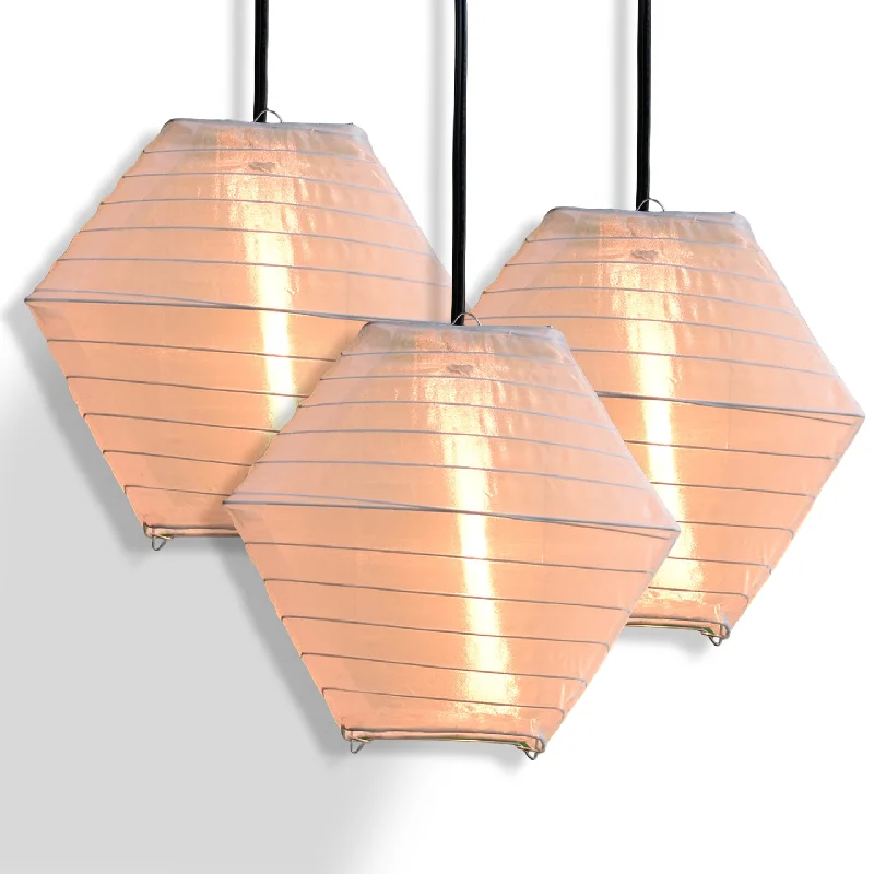 Filament style LED Edison light bulbs3-PACK | White Pagoda II Unique Shaped Shimmering Nylon Lanterns