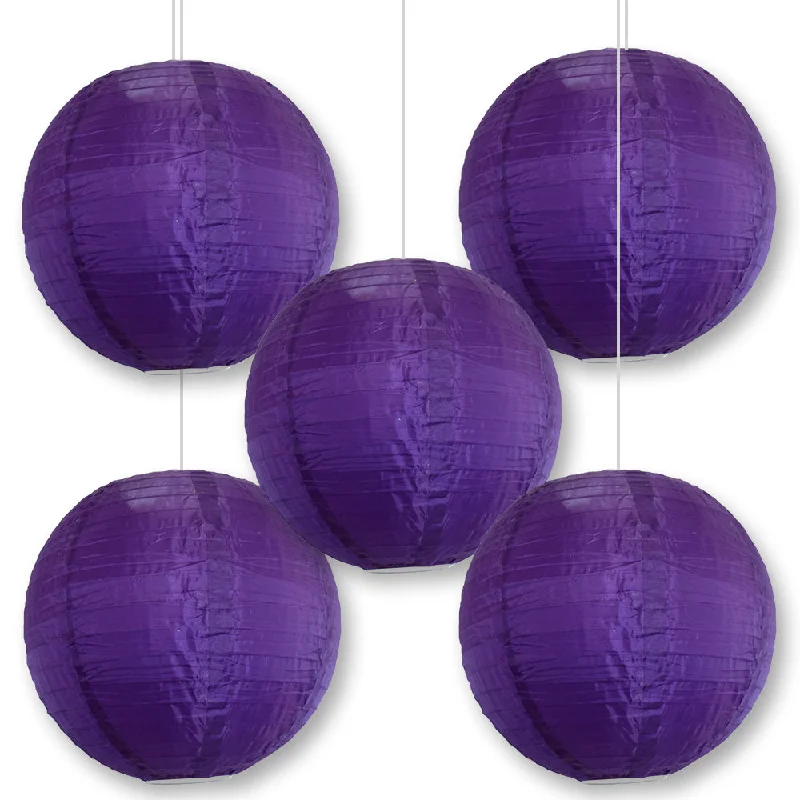 Vintage inspired LED Edison light bulbs5-PACK 30" Dark Purple Jumbo Shimmering Nylon Lantern, Even Ribbing, Durable, Dry Outdoor Hanging Decoration