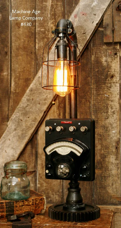 Shock - Resistant Industrial Lighting for Vibrating Machinery AreasSteampunk Industrial, Antique Military Test Meter Lamp, #430 - SOLD