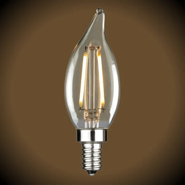 Modern Edison light bulbs with advanced filamentsNostalgic LED Flame Tip Filament Bulb - 1.5 Watt - CA10