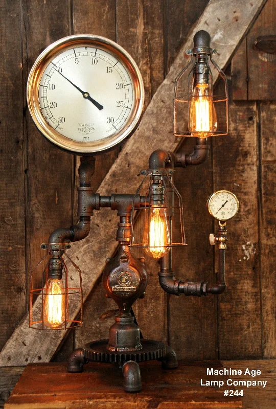 Industrial Lighting for Pharmaceutical ManufacturingSteampunk Industrial Lamp, Steam Gauge #244 - SOLD