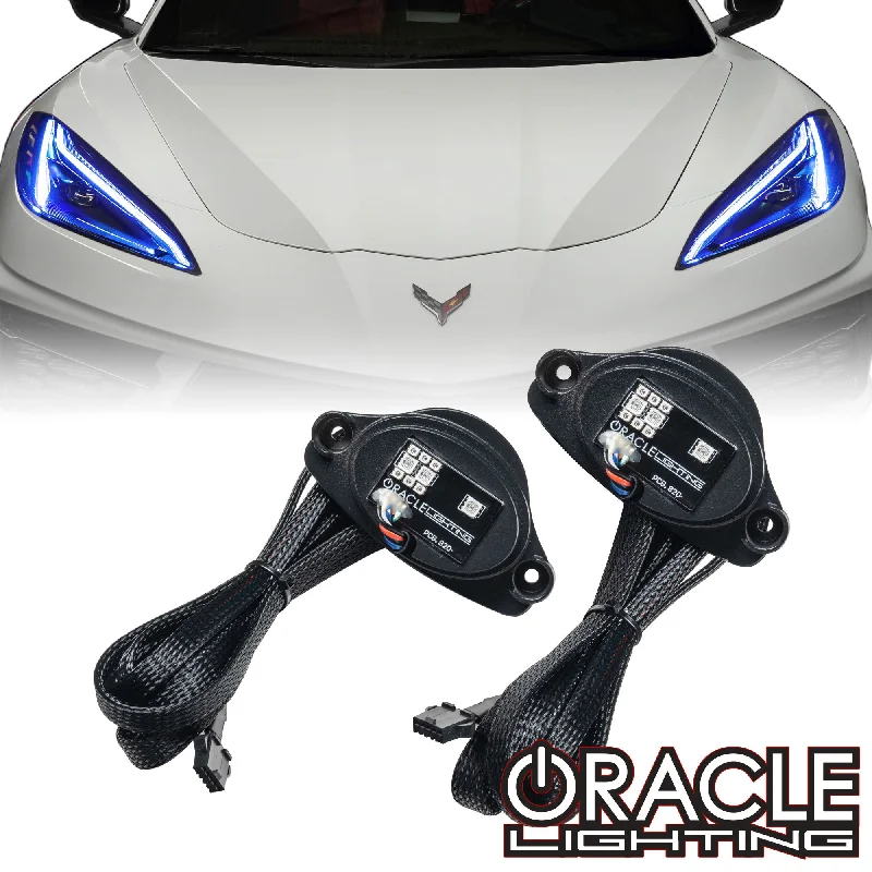 Track lighting with a decorative track designORACLE Lighting 2020-2024 Chevrolet C8 Corvette ColorSHIFT RGB+A LED Headlight DRL Upgrade