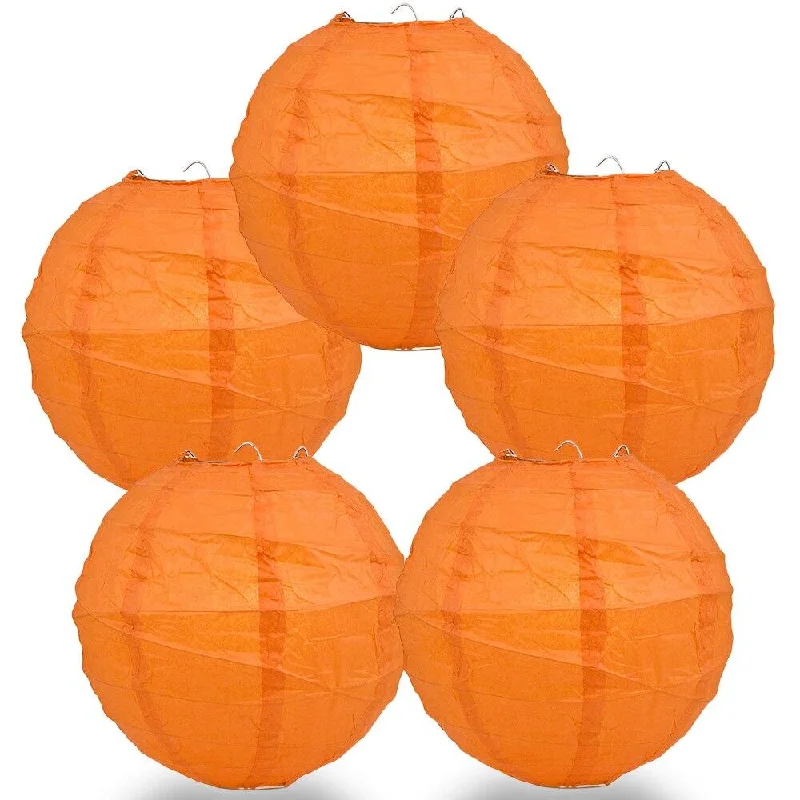 E26 Edison light bulbs with warm glow5-PACK 20" Persimmon Orange Round Paper Lantern, Crisscross Ribbing, Chinese Hanging Wedding & Party Decoration