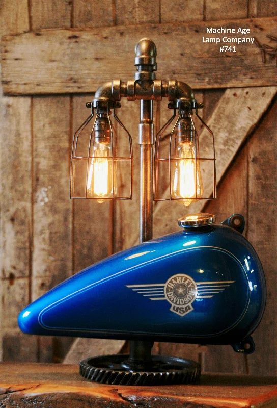 Dust - Resistant Industrial Lighting for Dirty WorkspacesSteampunk Industrial Lamp, Harley Davidson Motorcycle Gas Tank #741 - SOLD