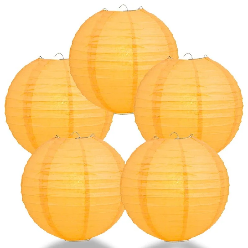 Edison light bulbs for chandeliers5-PACK 8" Papaya Round Paper Lantern, Even Ribbing, Chinese Hanging Wedding & Party Decoration