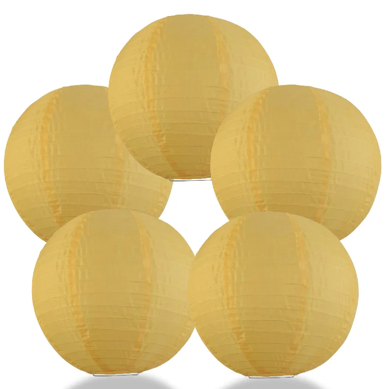 Filament style LED Edison light bulbs5-PACK 18" Golden Yellow Shimmering Nylon Lantern, Even Ribbing, Durable, Hanging