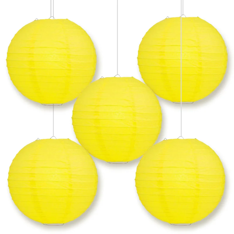 Long lifespan Edison light bulbs5-PACK 10" Yellow Round Paper Lantern, Even Ribbing, Chinese Hanging Wedding & Party Decoration