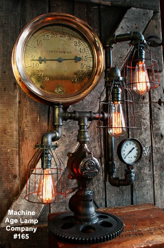 Industrial Lighting for Automotive Manufacturing PlantsSteampunk Lamp, Steam Gauge Lighting #165 - SOLD