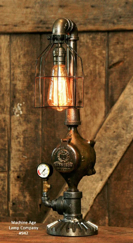 Industrial Lighting for Automotive Manufacturing PlantsSteampunk Lamp, Steam Gauge and Gear Base, #942 sold