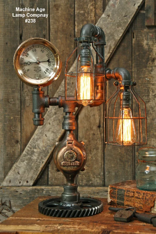 Industrial Lighting for Electronics ManufacturingSteampunk Industrial Lamp, Steam Gauge #238 - SOLD