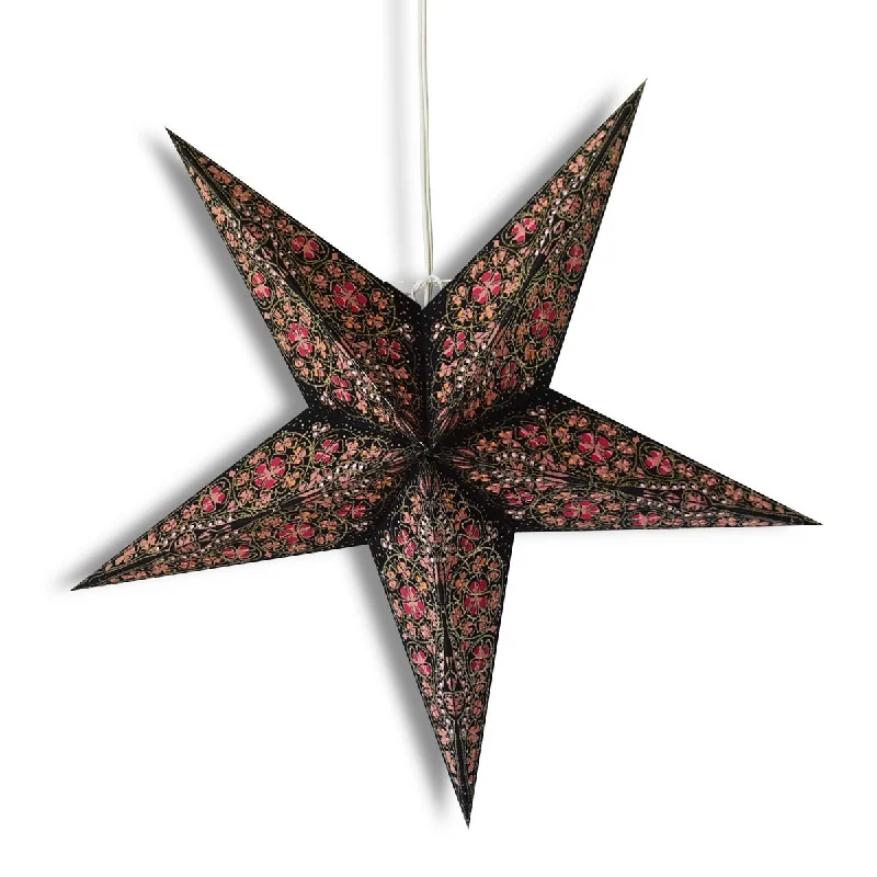 Decorative Edison light bulbs for restaurants24" Black / Gold Garden Paper Star Lantern, Hanging Wedding & Party Decoration