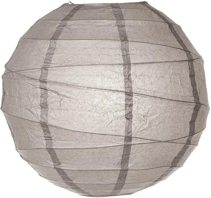 Retro Edison filament light bulbsBLOWOUT BULK PACK (12) 24" Gray / Grey Round Paper Lantern, Crisscross Ribbing, Chinese Hanging Wedding & Party Decoration