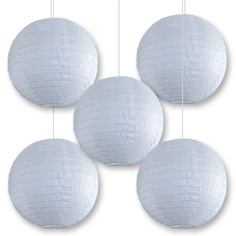 UL listed Edison light bulbs5-PACK 6" White Shimmering Nylon Lantern, Even Ribbing, Durable, Hanging