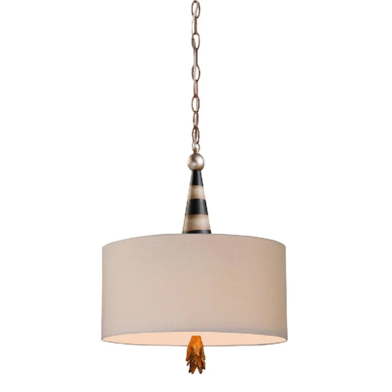 White track lighting for a clean lookFlambeau 2 Light Pendant - Black, Cream and Gold Leaf, with Taupe linen shade E27