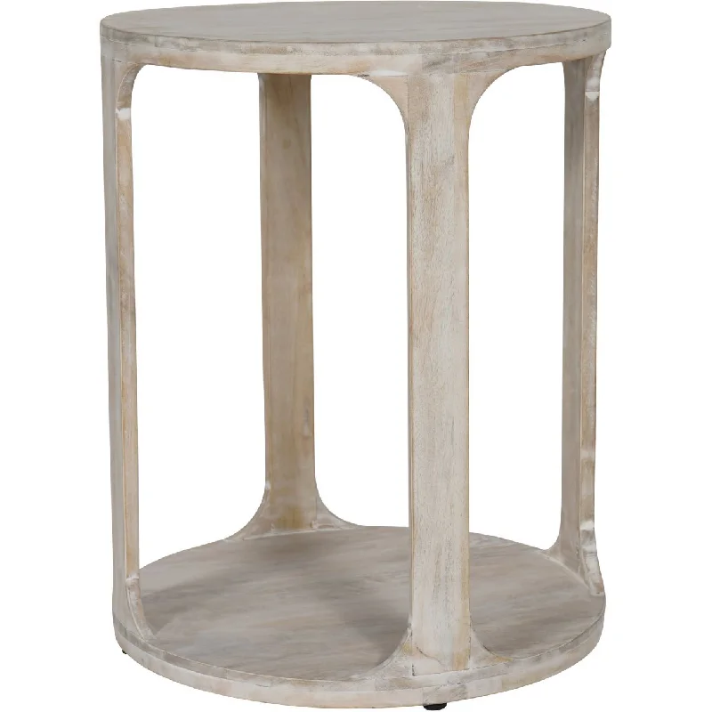 Track lighting for high - ceiling spacesBeadnell Solid Carved Wooden Side Table in Whitewash Finish