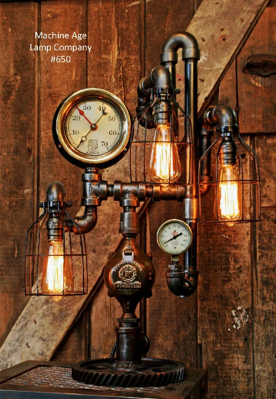 Industrial Lighting for Woodworking FactoriesSteampunk Industrial Steam Gauge Lamp,  #650 sold