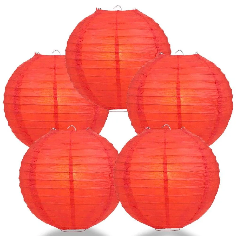 Dimmable LED Edison globe light bulbs5-PACK 10" Red Round Paper Lantern, Even Ribbing, Chinese Hanging Wedding & Party Decoration