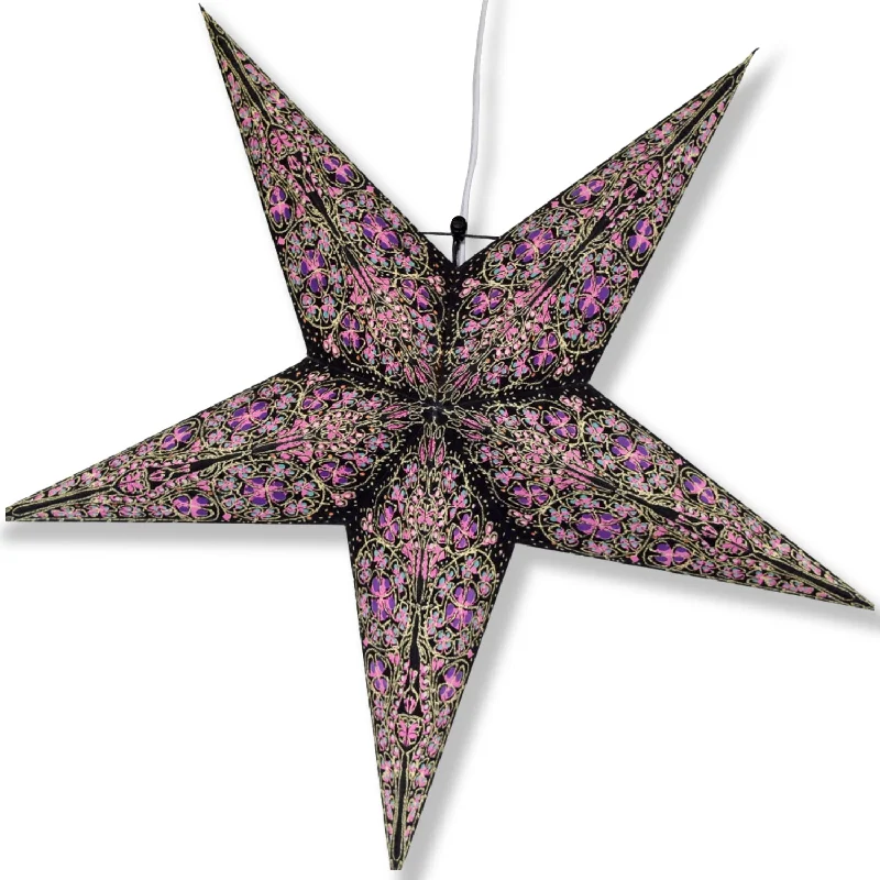 Edison screw base light bulbs24" Purple Garden Paper Star Lantern, Hanging Wedding & Party Decoration