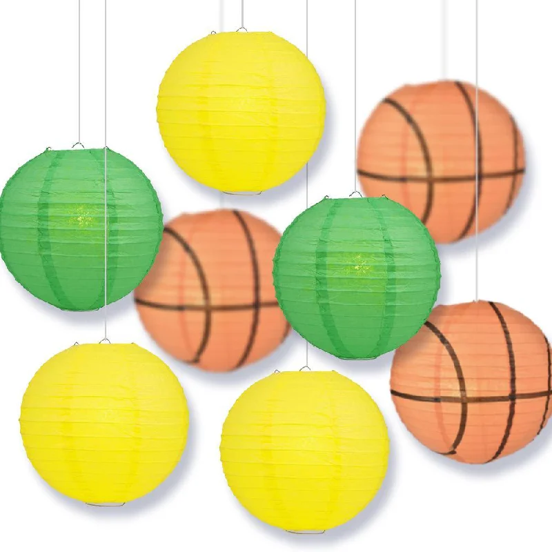 Edison light bulbs with a matte glass finishOregon College Basketball 14-inch Paper Lanterns 8pc Combo Party Pack - Dark Green, Yellow