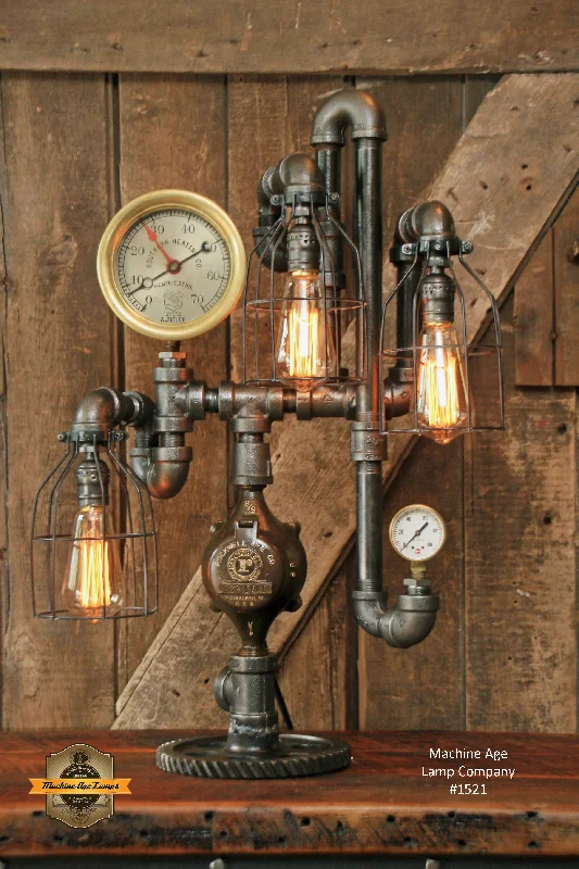 Low - Bay Industrial Lighting Fixtures for Small FactoriesSteampunk Industrial Steam Gauge Lamp / Memphis / Tenn #1521 sold