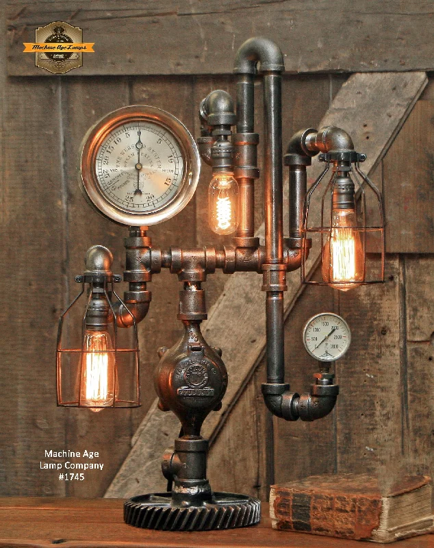 Industrial Lighting with High CRI (Color Rendering Index) for True Color PerceptionSteampunk Industrial / Steam Gauge Lamp / Webster / New Jersey / #1745