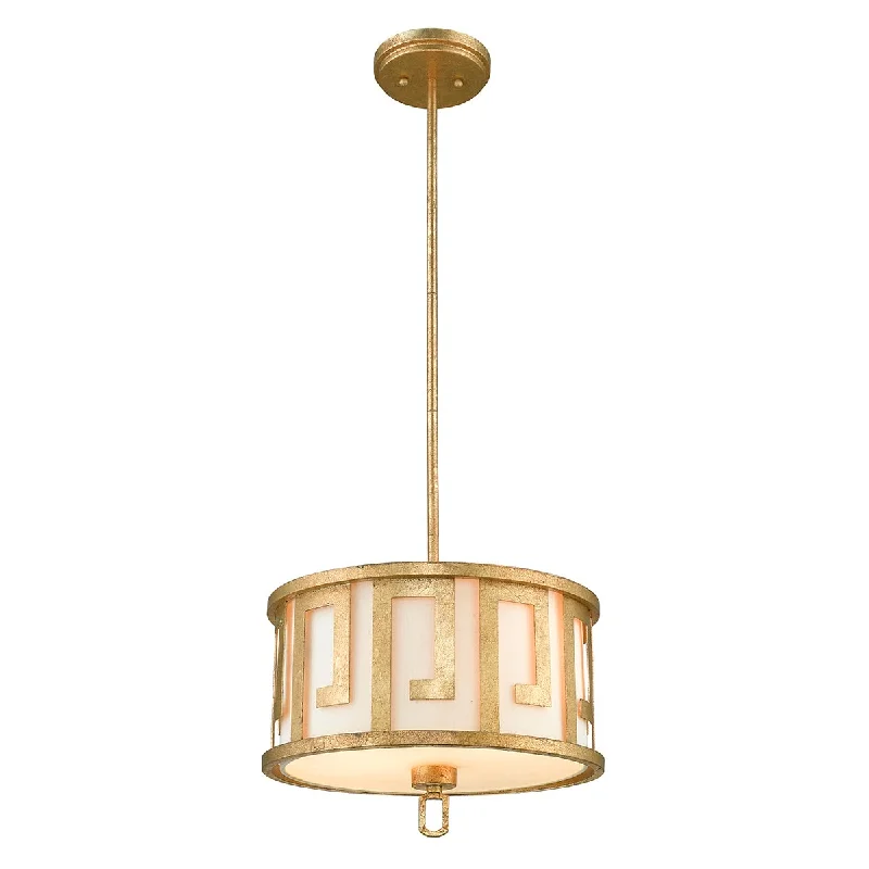 Track lighting for enhancing the architectureLemuria 2/3Lt Pendant - Distressed Gold, Ivory Shade E27