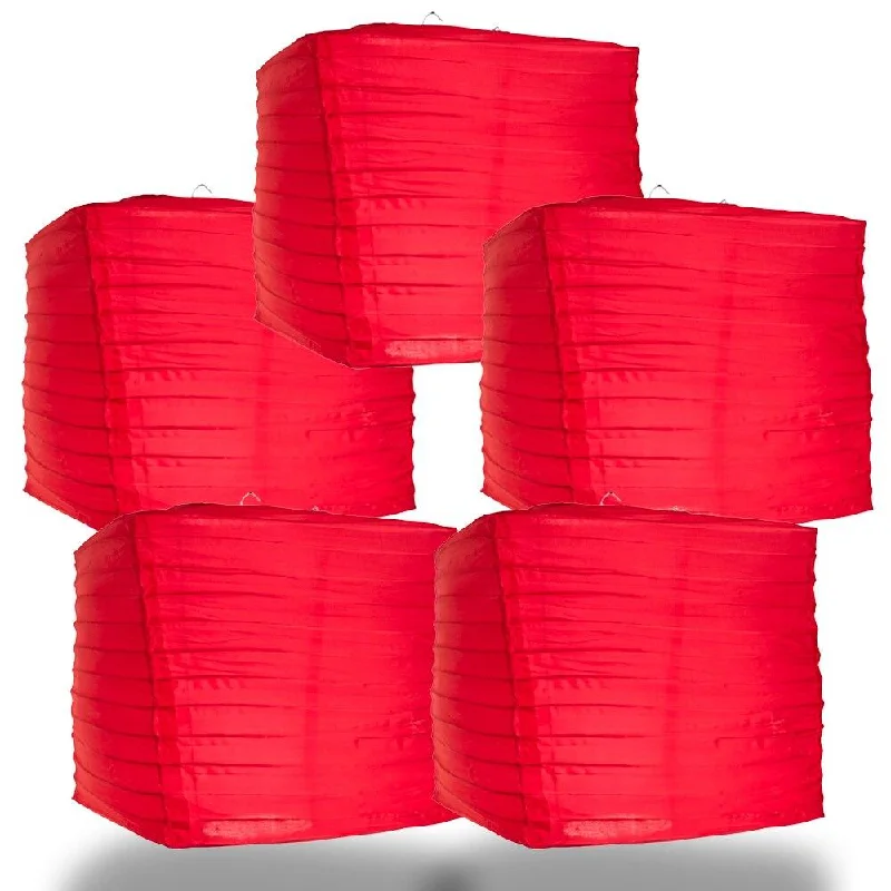 Edison light bulbs for art installationsBULK PACK (5) 10" Red Shimmering Nylon Square Lantern