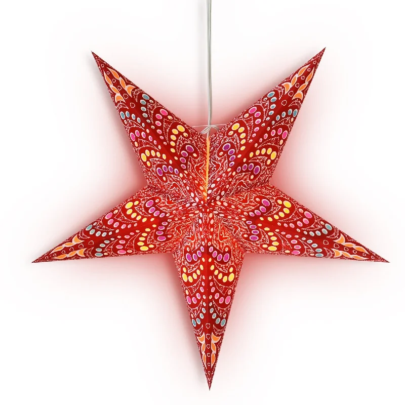 60 watt Edison style light bulbs24" Red Aloha Paper Star Lantern, Hanging Wedding & Party Decoration