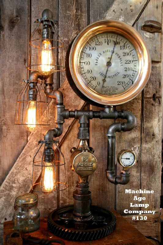 Industrial Area Lighting for Large Open SpacesSteampunk, By Machine Age Lamps, Steam Gauge Industrial Lamp - #130