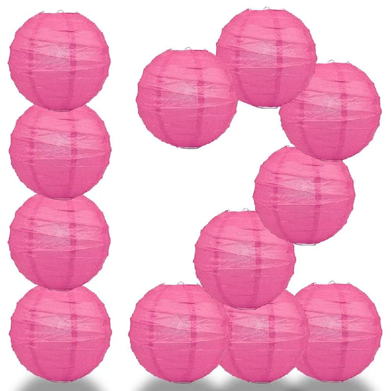 Mercury glass Edison light bulbsBULK PACK (12) 20" Fuchsia / Hot Pink Round Paper Lantern, Crisscross Ribbing, Chinese Hanging Wedding & Party Decoration