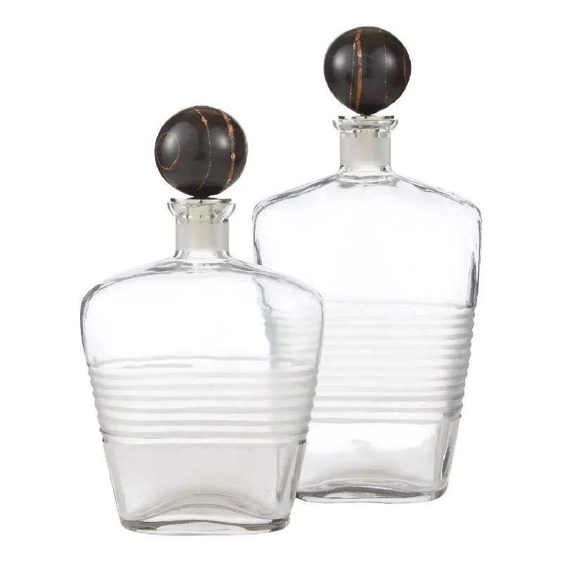 Track lighting with frosted glass shadesEaves Decanters - Set of 2