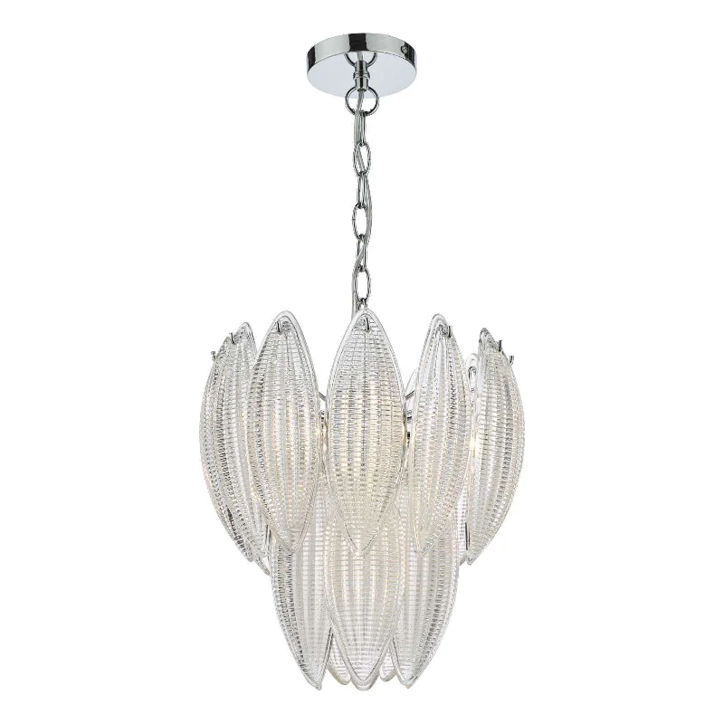 White track lighting for a clean lookMaeve 6Lt Centre Ceiling Light - Polished Chrome Textured Glass IP20