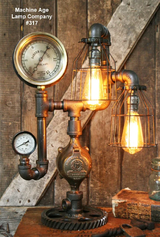 Low - Bay Industrial Lighting Fixtures for Small FactoriesSteampunk Industrial Lamp, Steam Gauge  #317 - SOLD