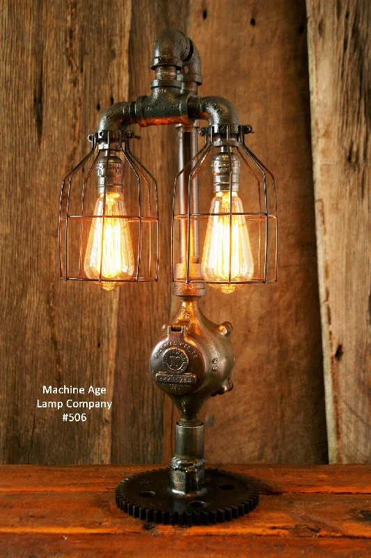 Industrial Lighting for Woodworking FactoriesSteampunk Lamp, Antique Steam and Gear Base #506