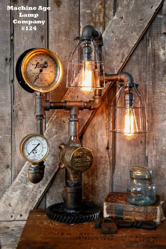 Industrial Lighting for Textile MillsSteampunk Lamp by Machine Age Lamps, Steam Gauge Industrial #124 - SOLD